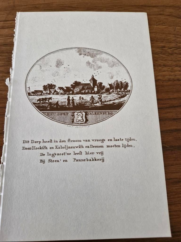 Oude prent met tekst over Valkenburg, Verzamelen, Foto's en Prenten, Ophalen of Verzenden