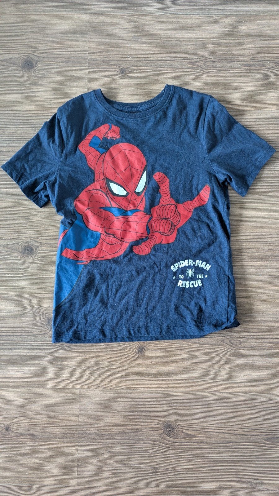 Donkerblauw Spiderman T-shirt - Maat 128, Ophalen of Verzenden, Gebruikt, Jongen, Shirt of Longsleeve