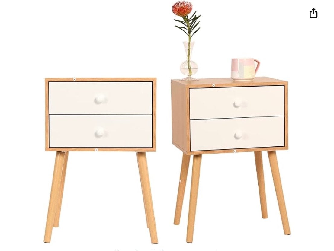 Nachtkastjes hout set van 2 nieuw in doos, Minder dan 45 cm, Nieuw, Ophalen of Verzenden, Minder dan 55 cm