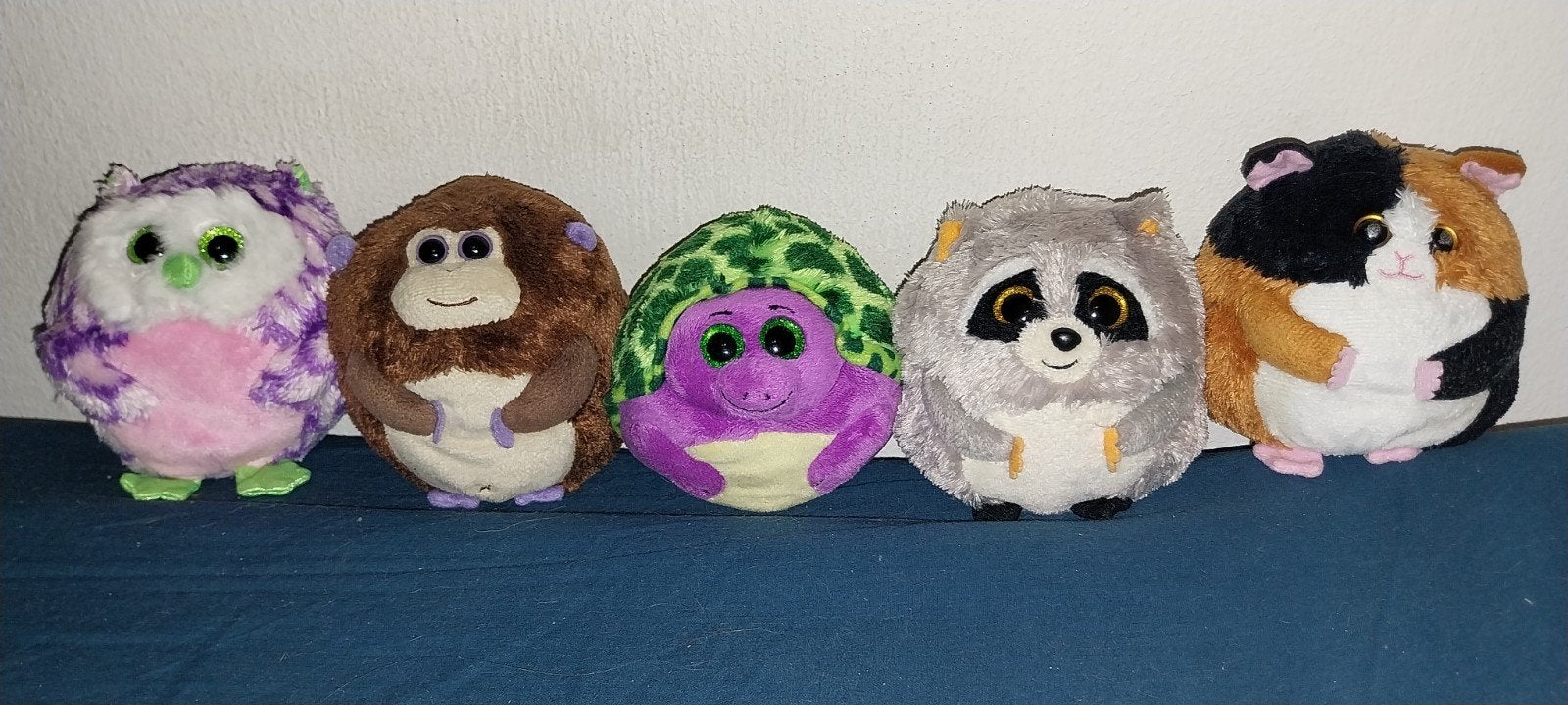 Ty Beanie Boos knuffels Uil, Aap, Schildpad, Wasbeer, Cavia, Gebruikt, Overige karakters, Ophalen of Verzenden, Meerkleurig
