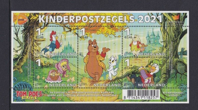 2021 Vel Kinderpostzegels Tom Poes, Postzegels en Munten, Ophalen of Verzenden, Postfris