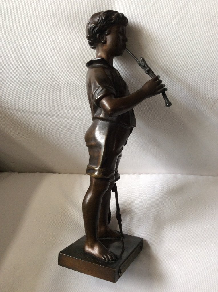 Adolphe Jean Lavergne (act. 1863-1928) - Charmeur de Lézards, Ophalen of Verzenden, Brons, 20 - 50 cm, Beeld