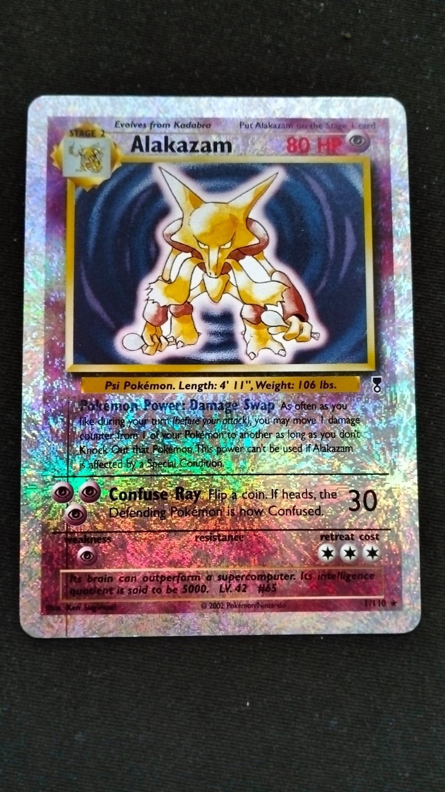 Alakazam reverse holo legendary Base Set, Ophalen of Verzenden, Gebruikt, Losse kaart, Foil