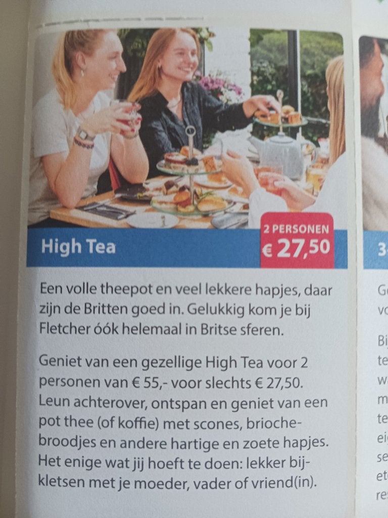 High Tea bij Fletcher met Korting:  2 pers. € 27,50, Twee personen, Kortingsbon