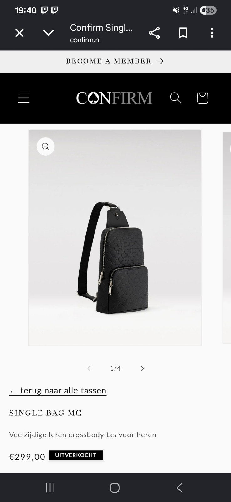 confirm sling tas, Ophalen of Verzenden, Zo goed als nieuw, Overige merken, 30 tot 45 cm