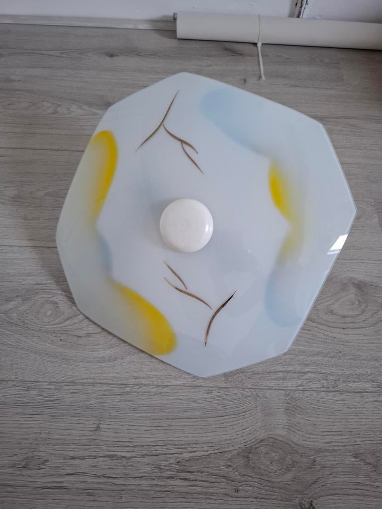 Retro glazen plafonlamp, Ophalen, Gebruikt, Glas