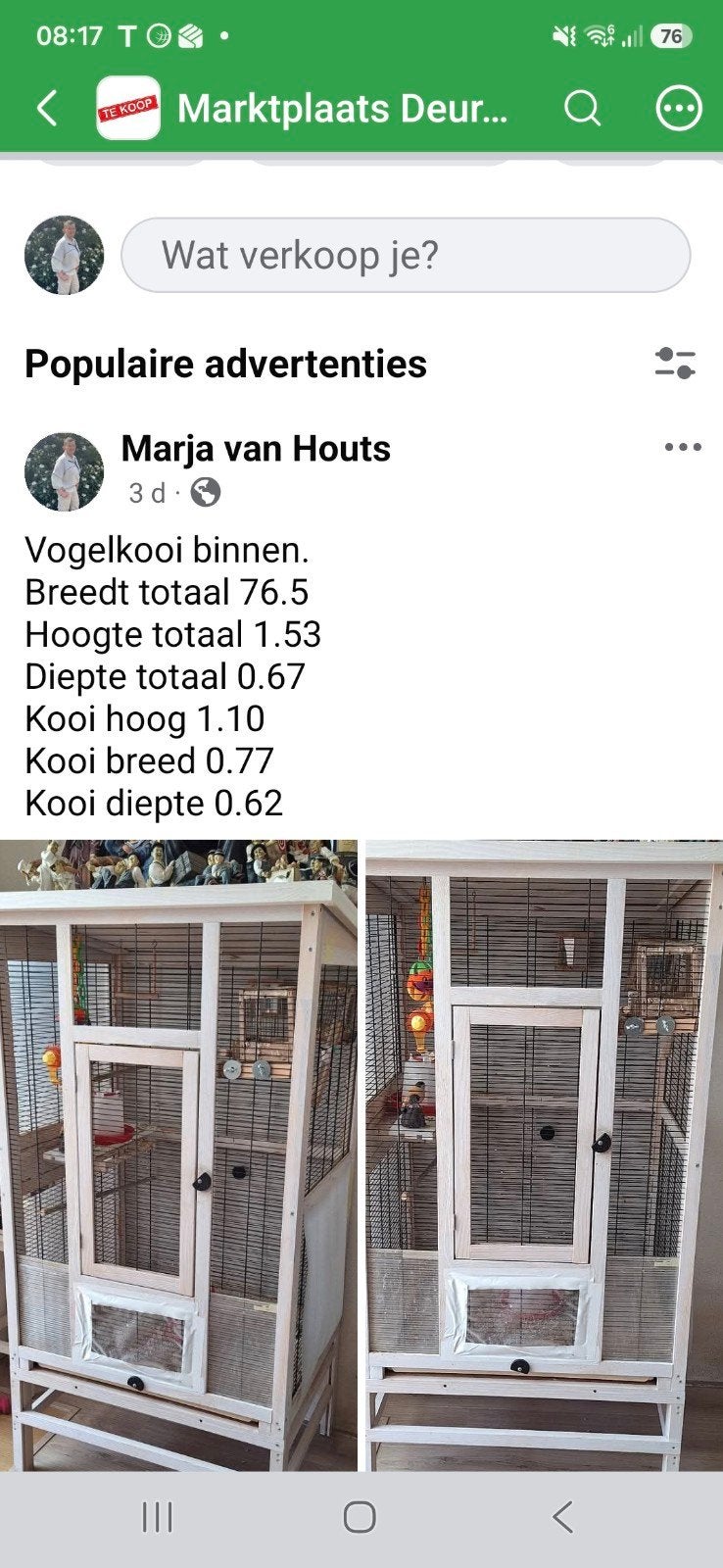 vogelkooi, Dieren en Toebehoren, Ophalen, Gebruikt, Metaal, Vogelkooi