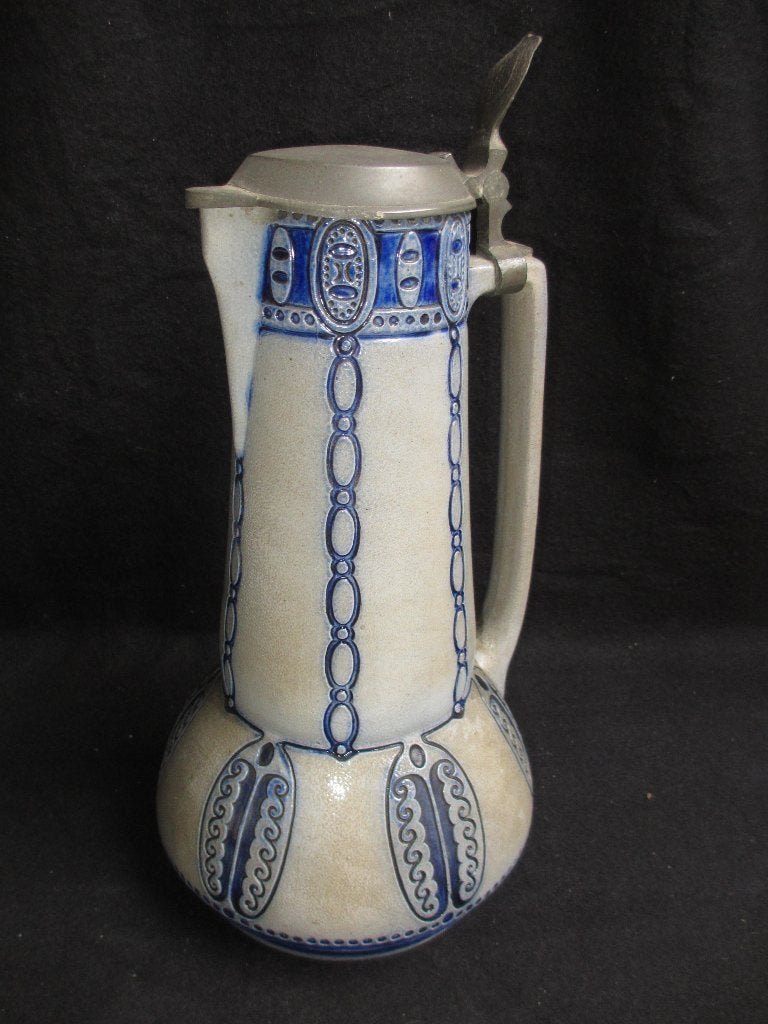Art deco steengoed kan met tinnen deksel Simon Peter Gertz, Antiek en Kunst, Antiek | Keramiek en Aardewerk, Ophalen of Verzenden