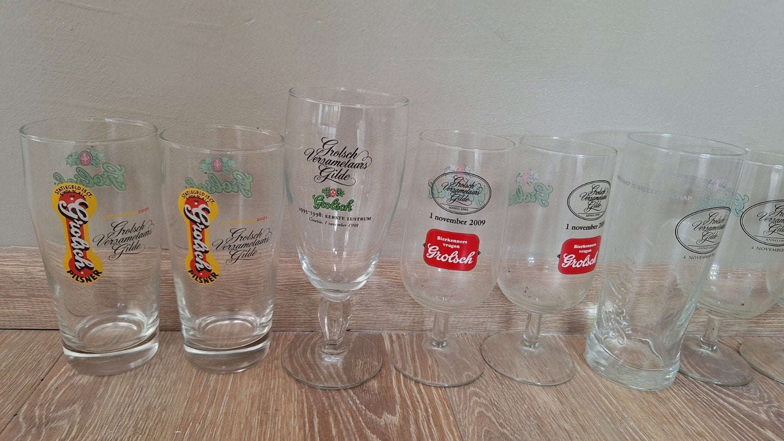 9 Grolsch glazen Verzamelaars Gilde glas, Verzamelen, Ophalen, Zo goed als nieuw, Bierglas