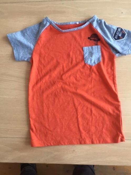 t shirt oranje/grijs maat 116, Kinderen en Baby's, Kinderkleding | Maat 116, Ophalen of Verzenden, Zo goed als nieuw, Jongen, Shirt of Longsleeve