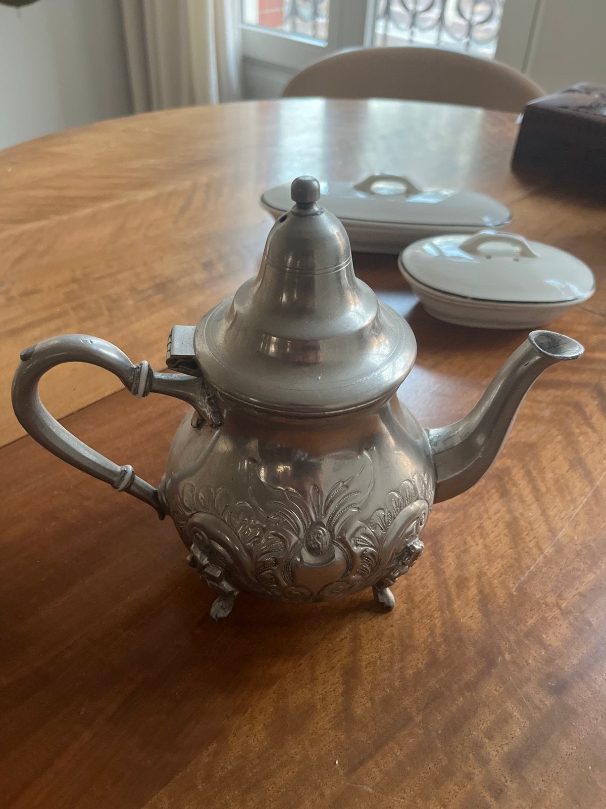 Antieke Marokkaanse theepot, verzilverd, Ophalen