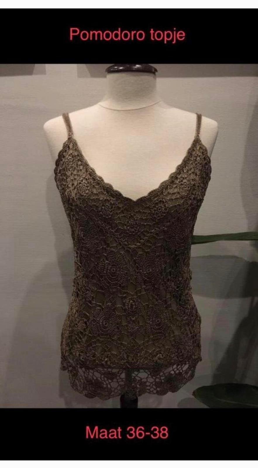 viscose top+vest Pomodoro Italië handwerk Klassiek, Ophalen, Beige, Zo goed als nieuw, Maat 36 (S)