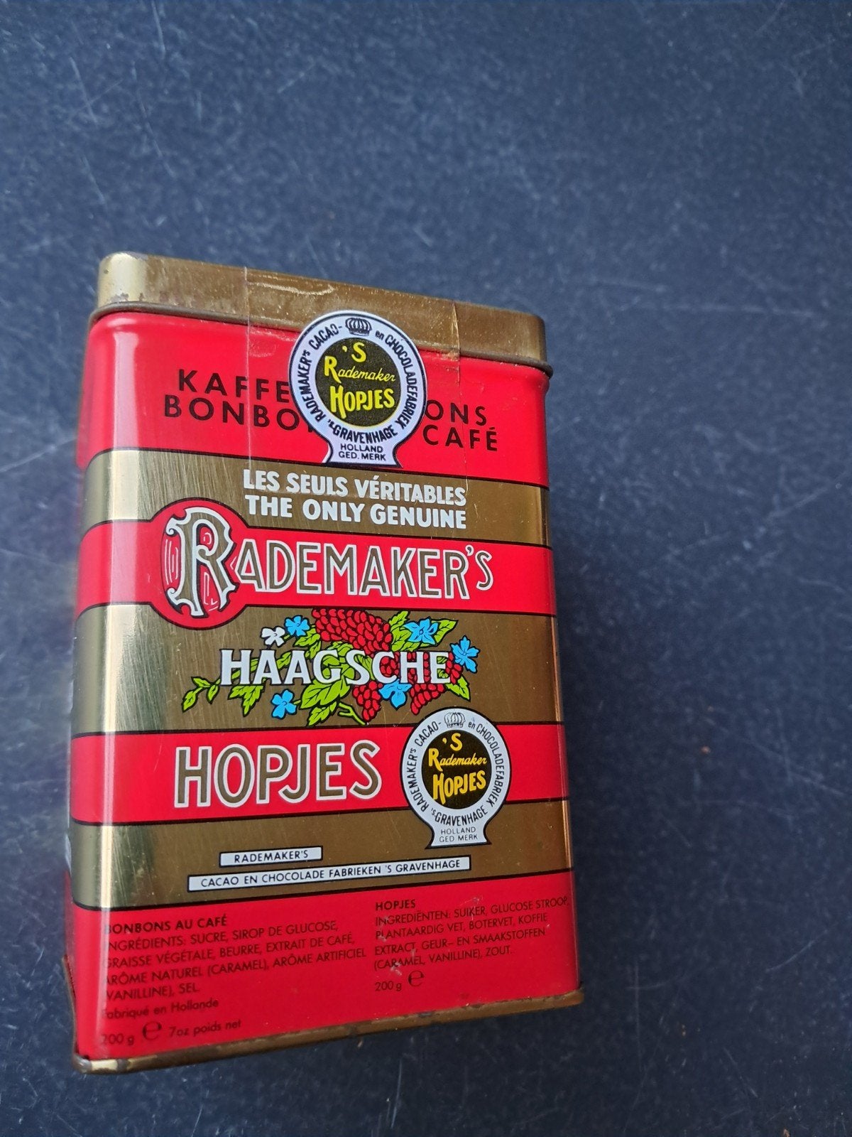 Vintage blik Rademaker's Haagsche Hopjes (verzegeld), Ophalen of Verzenden, Gebruikt, Overige