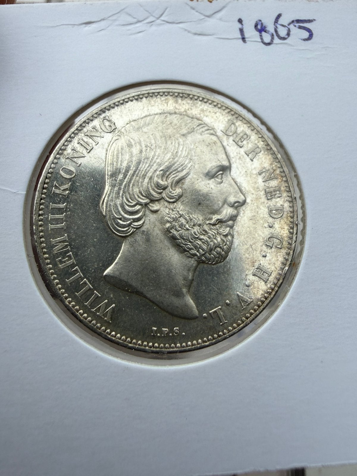 Gulden 1865 Willem III unc, 1 gulden, Koning Willem III, Zilver, Ophalen of Verzenden