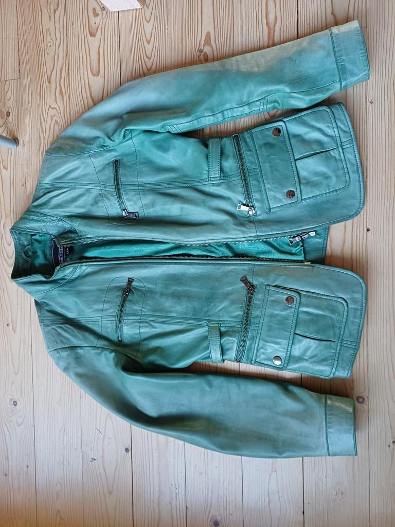 Leren jasje, zachtgroen, soepel leder., Ophalen of Verzenden, Zo goed als nieuw, Maat 38/40 (M), Groen