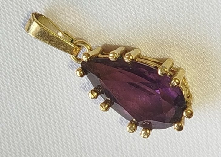 Antieke 'Amerikaner' Hanger met Paarse Amethist, Sieraden, Tassen en Uiterlijk, Overige materialen, Gebruikt, Ophalen of Verzenden