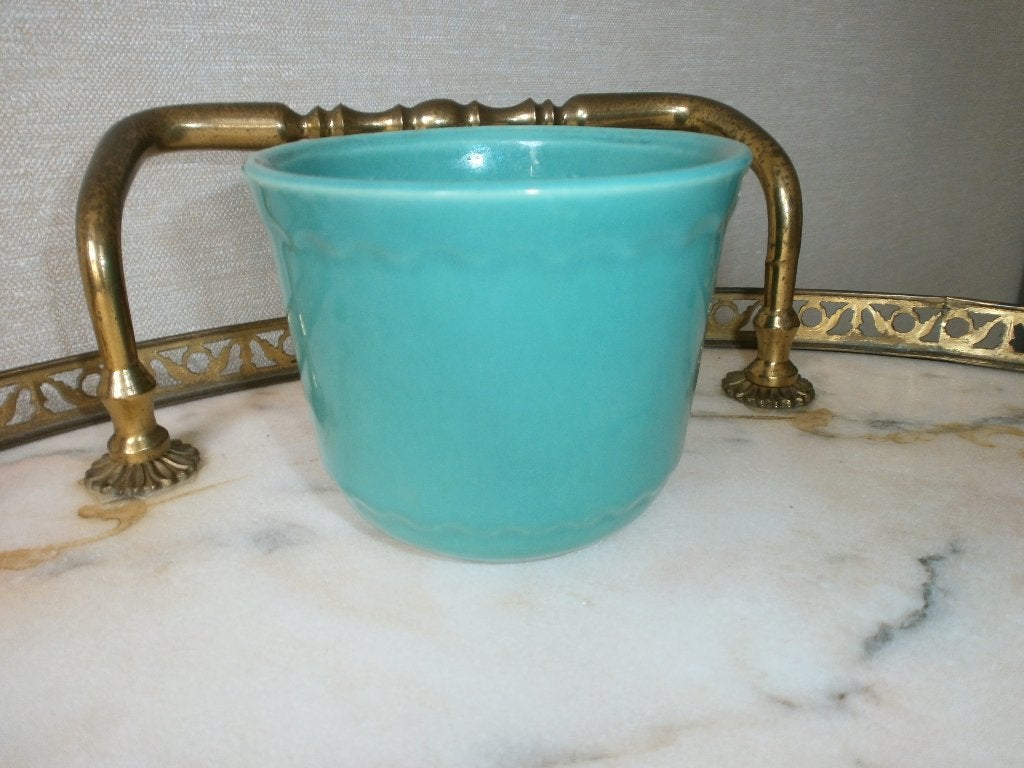 Retro bloempotje turquoise met reliëf randjes, Verzamelen, Retro, Huis en Inrichting, Ophalen of Verzenden