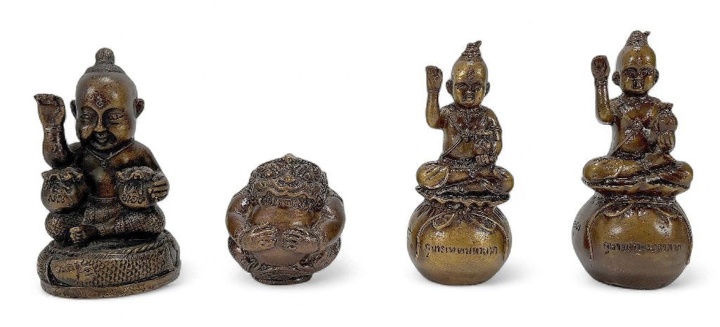 798. Thaise messing geluksbeeldjes - Thailand, 20e eeuw, Ophalen of Verzenden