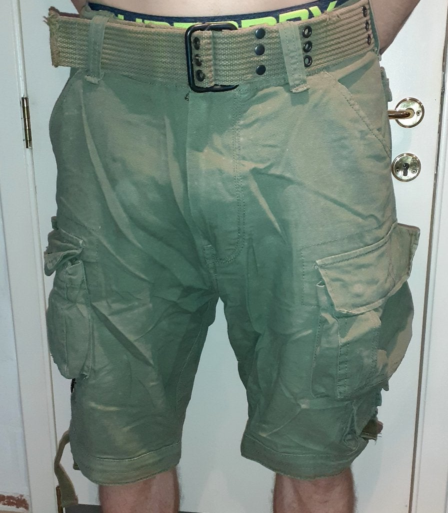 short heren cargo military khaki met riem savage Brandit S, Kleding | Heren, Ophalen of Verzenden, Nieuw, Maat 46 (S) of kleiner