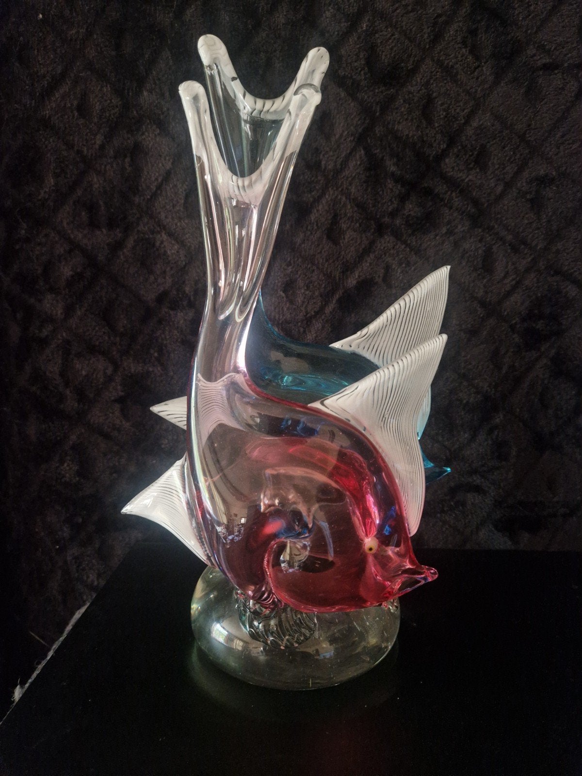 Prachtige glazen vissen sculptuur - Blauw en Rood, Antiek en Kunst, Ophalen of Verzenden