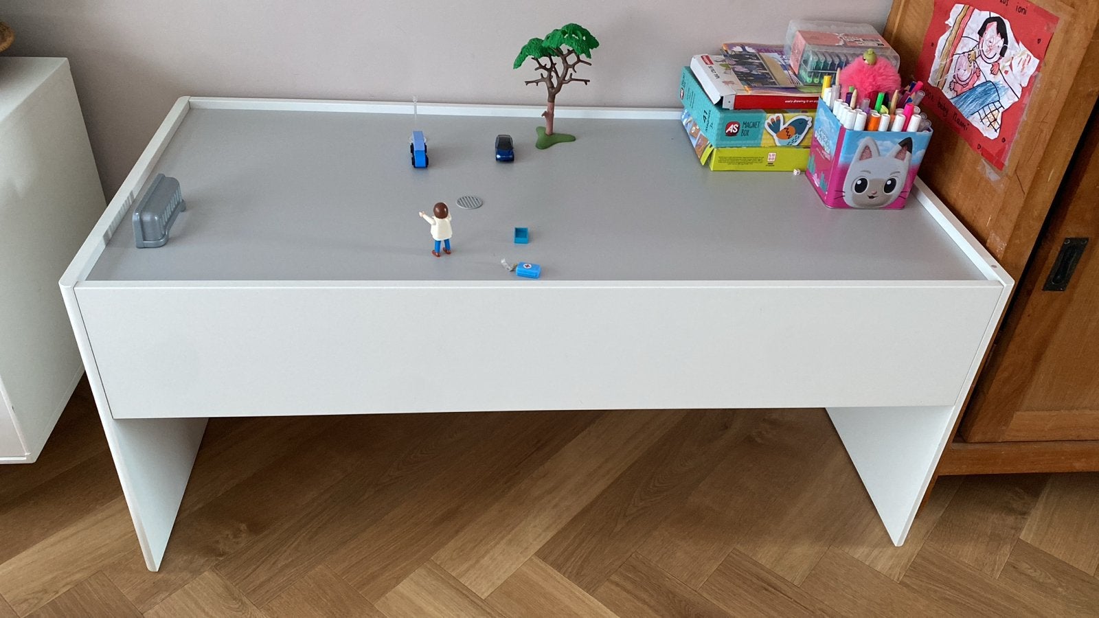 Witte speeltafel met opberglade - ikea bunda, Ophalen, Gebruikt, Tafel(s)