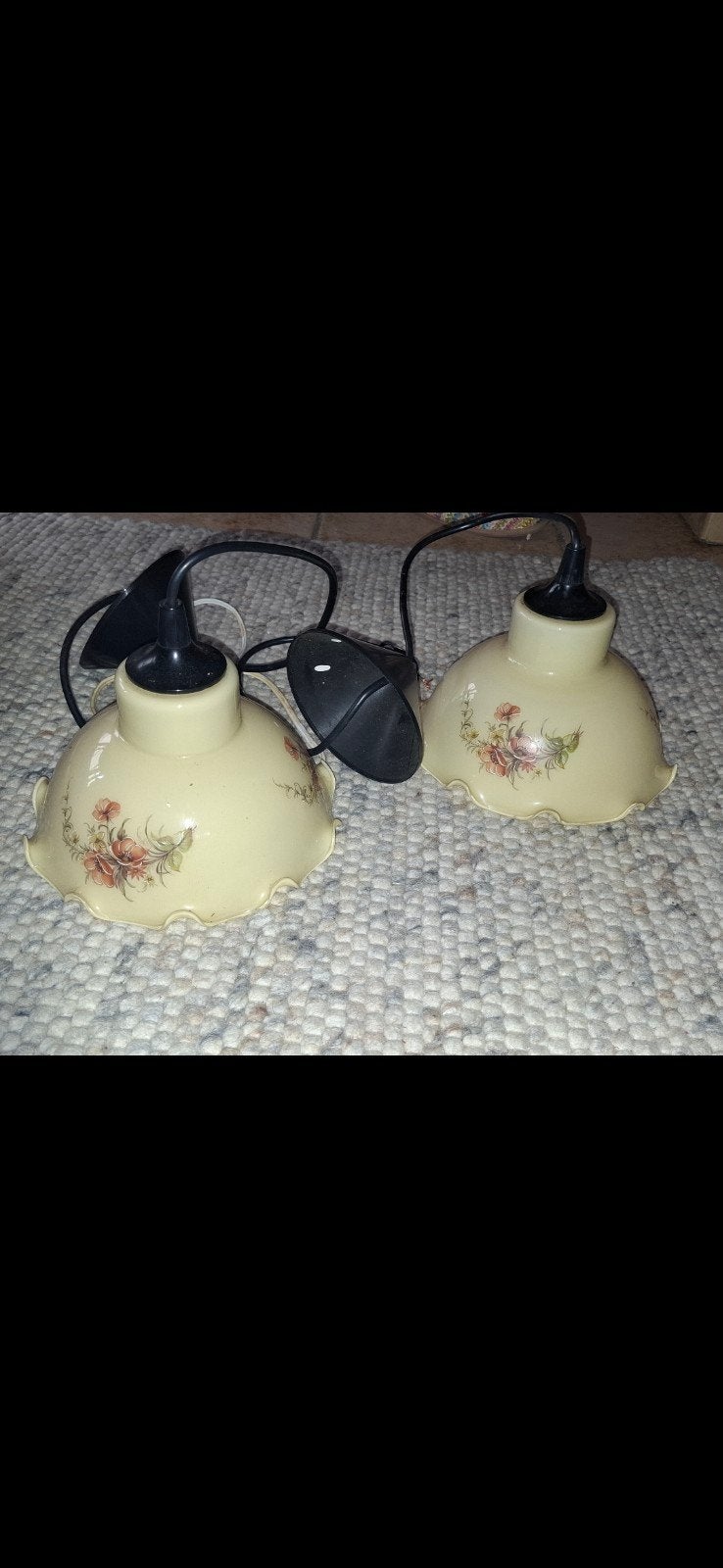Set van 2 Vintage Bloemen Lampenkappen, Overige merken, Gebruikt, Meerkleurig, Overige fittingen