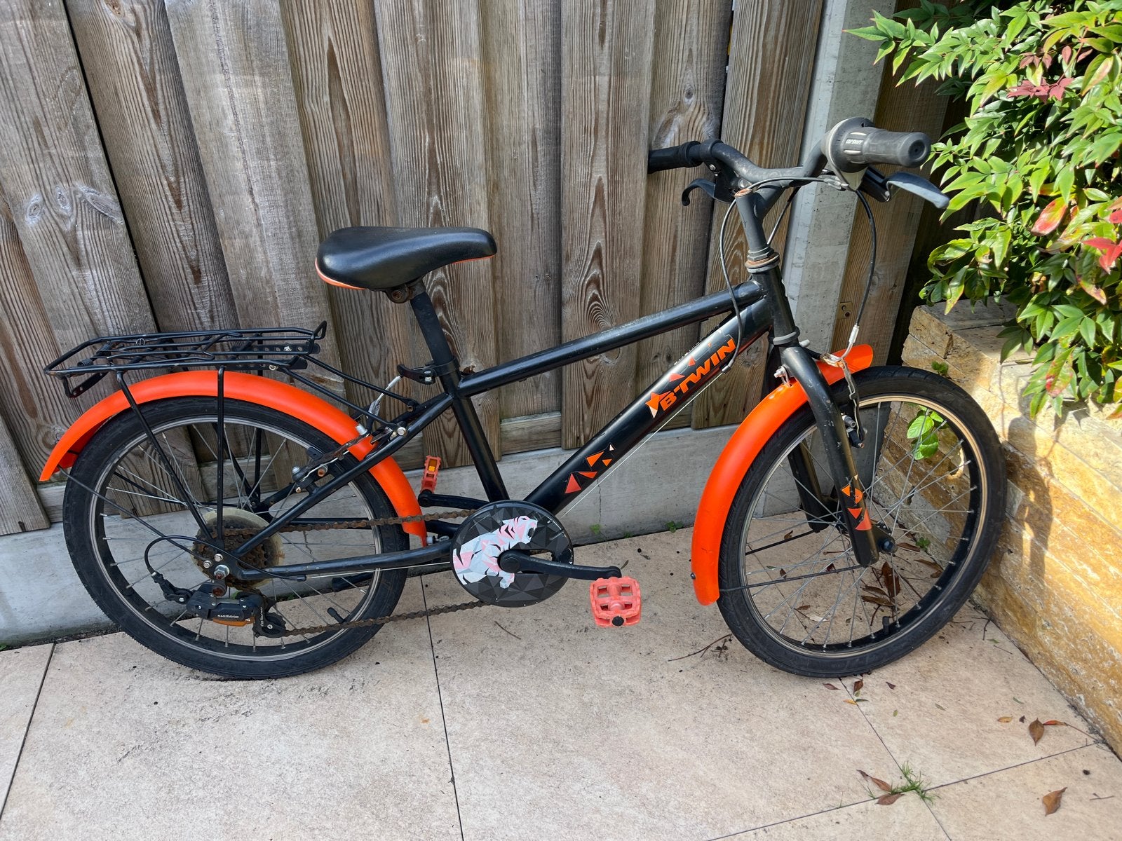 Btwin jongensfiets - Zwart/Oranje - Gebruikt, Ophalen, Gebruikt, Versnellingen
