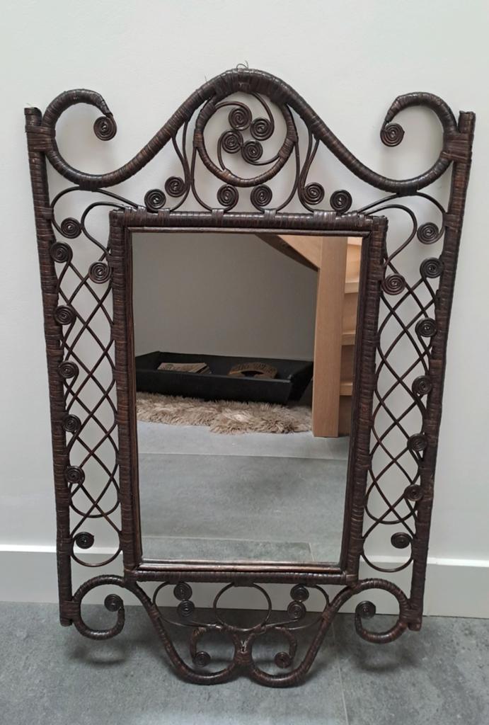 Rotan spiegel boho chique, Ophalen, Rechthoekig