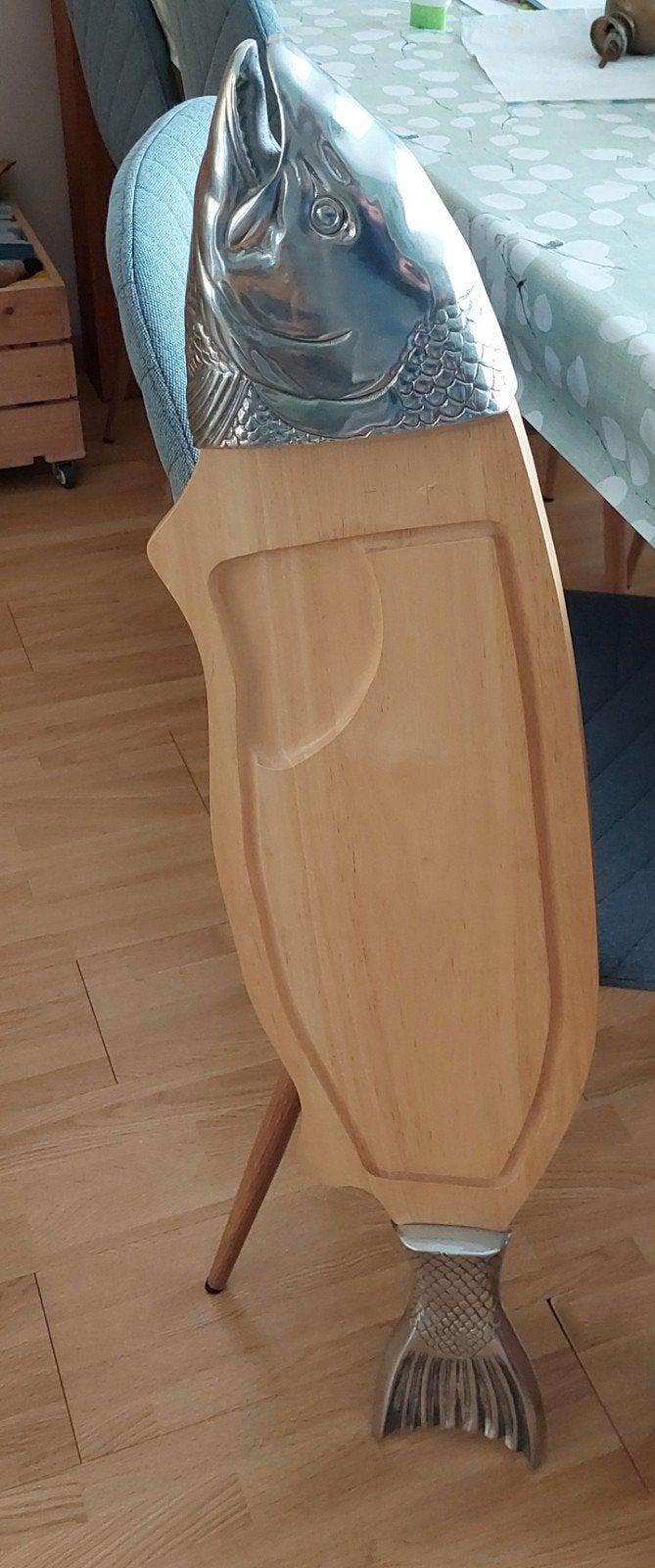 Grote vis serveer schaal / snijplank 1 meter, Serveerplank, Ophalen of Verzenden, Zo goed als nieuw, Metaal