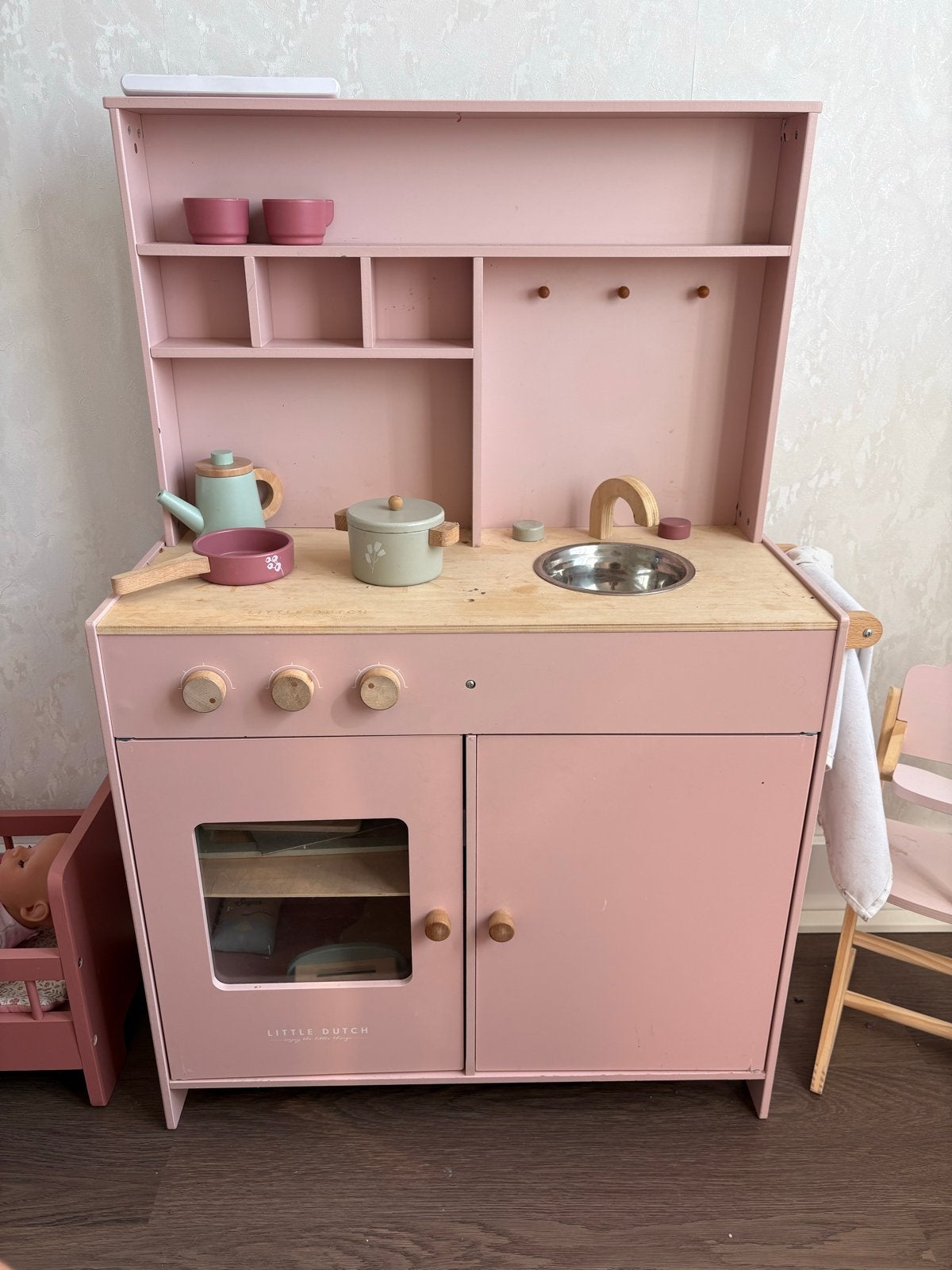 Little Dutch Roze Kinderkeuken met uitbreidingen, Ophalen, Gebruikt, Hout, Speelkeuken