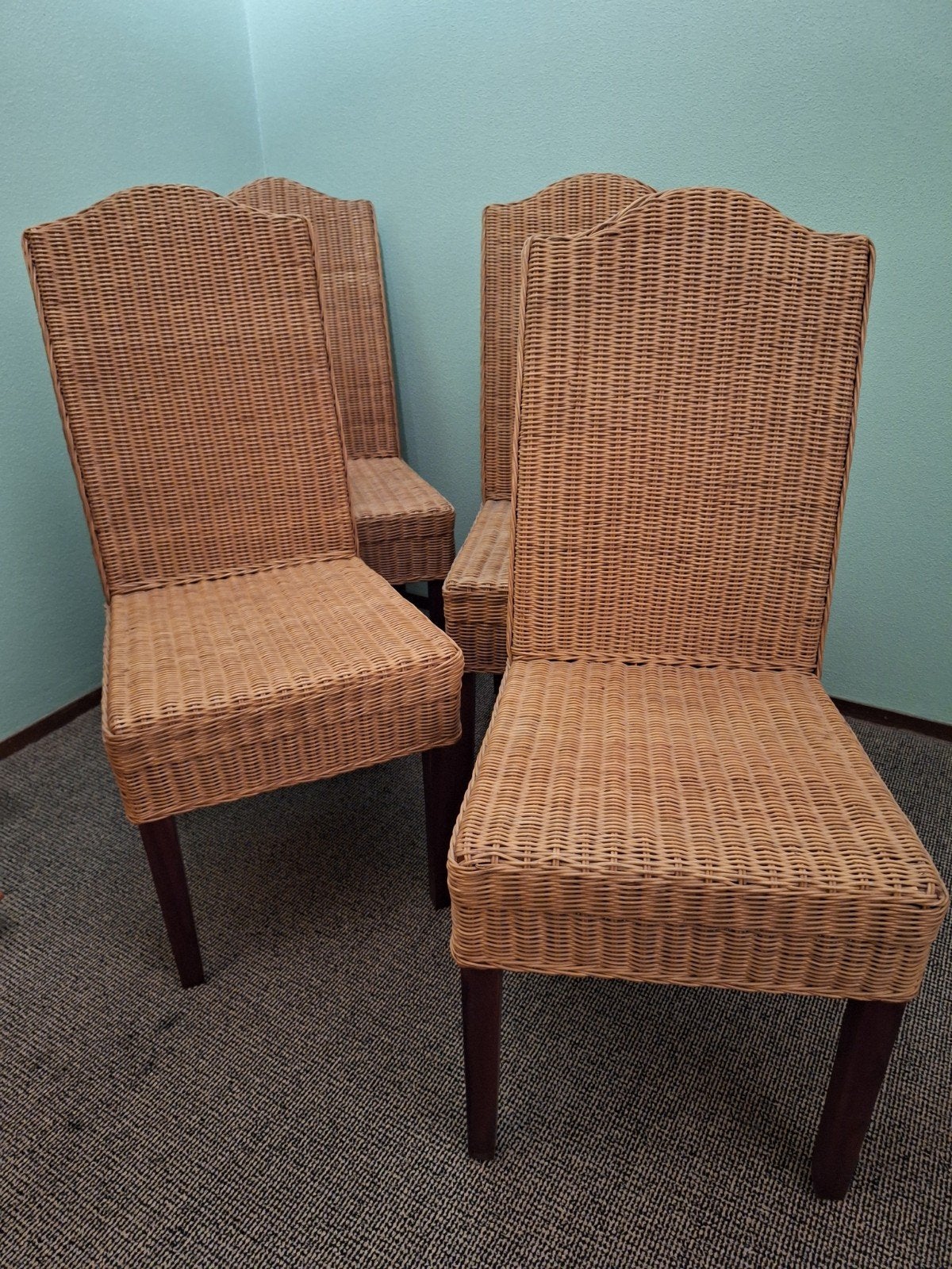 4 rotan stoelen., Ophalen, Gebruikt, Bruin, Riet of Rotan