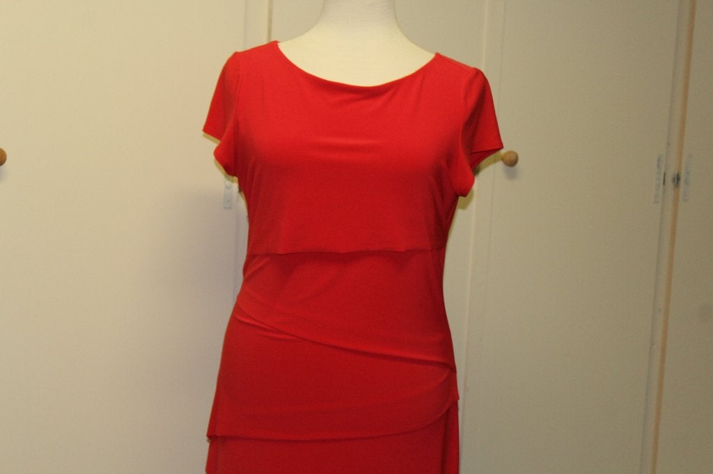 Joseph Ribkoff elegant rode stretch jurk mt 44 ZGAN, Kleding | Dames, Jurken, Verzenden, ., Maat 42/44 (L), Joseph Ribkoff