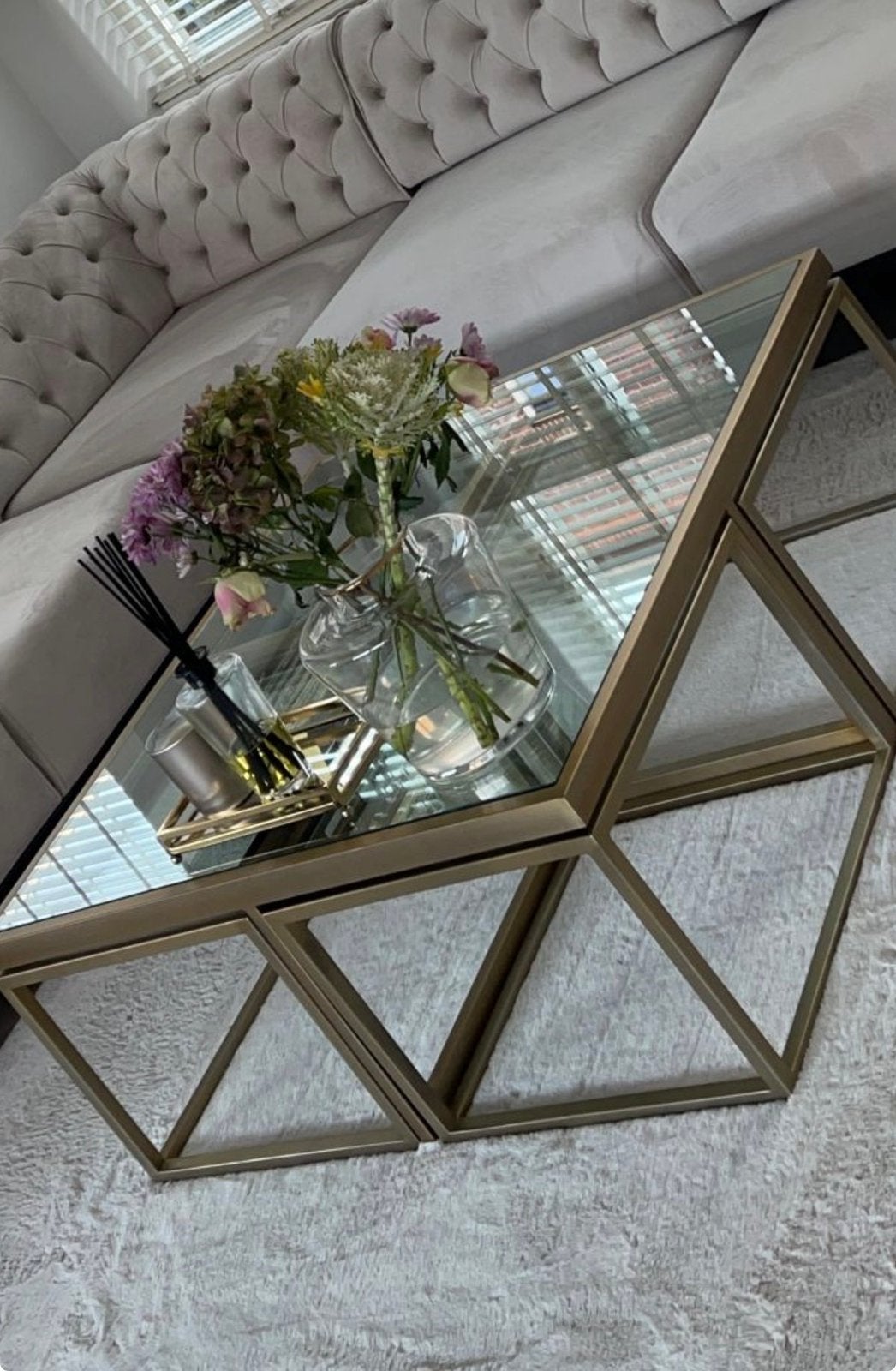 Glazen salontafel, Huis en Inrichting, Tafels | Salontafels, 100 tot 150 cm, Zo goed als nieuw, Rechthoekig, 50 tot 100 cm