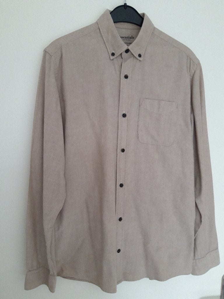 Jack & Jones Essentials Melange Flanellen heren overhemd - S, Jack&Jones Essentials, Halswijdte 38 (S) of kleiner, Beige, Ophalen of Verzenden