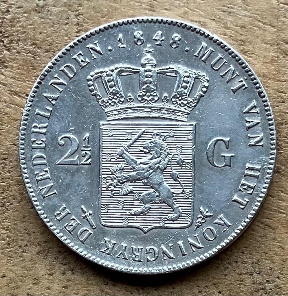 hele mooie 2,5 gulden 1848 Willem II, Postzegels en Munten, Munten | Nederland, Ophalen, Zilver, Losse munt, 2½ gulden