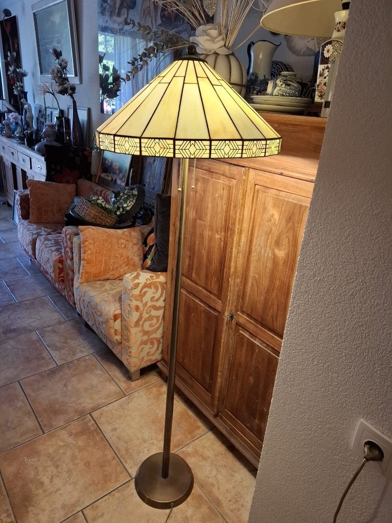 Grote Tiffany Art Deco vloerlamp | Ø52 cm | 167 cm hoog, Antiek en Kunst, Antiek | Lampen, Ophalen
