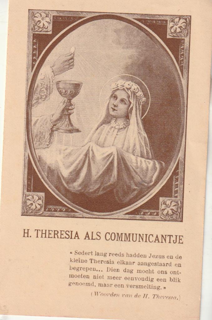 H. Theresia als Communicantje 1937, Ophalen of Verzenden, Gebruikt, Kaart of Prent, Christendom | Katholiek