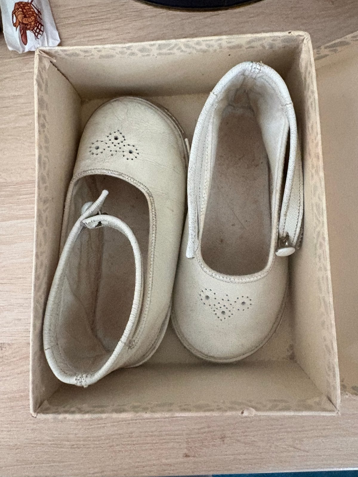 Vintage Leren Babyschoentjes - Crème, Antiek en Kunst, Ophalen, Kinderen