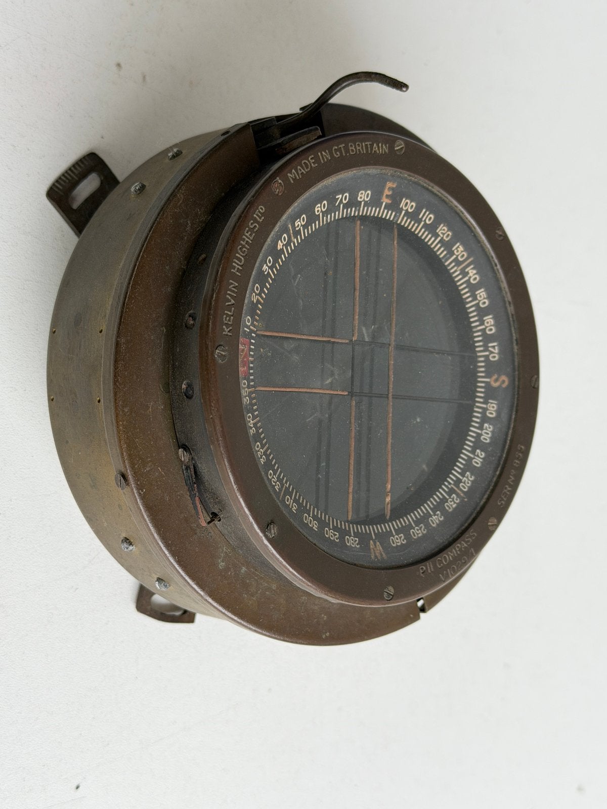 Bronzen Kelvin Hughes PII Compass V1029/1 Ser Nr2 855, Ophalen of Verzenden, Gebruikt, Gps of Kompas