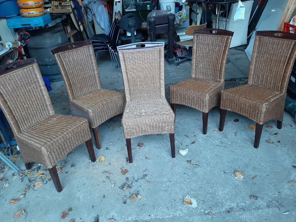 Rotan stoelen 5x, Ophalen, Gebruikt, Twee, Bruin