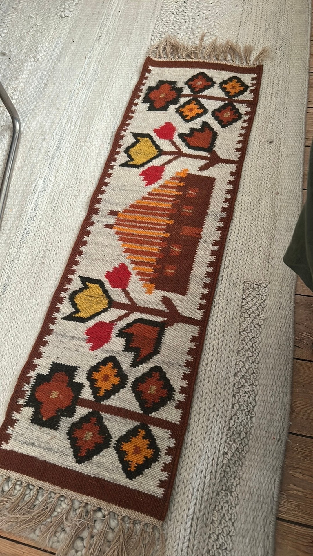 Vintage Poolse kilim kelim tafelloper wandkleed, Ophalen of Verzenden