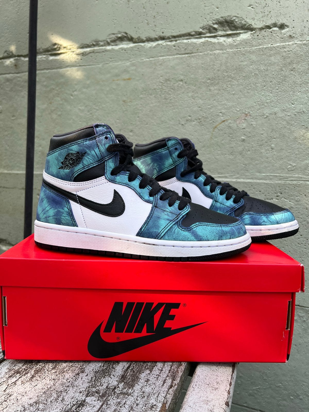 Nike Air Jordan 1 Retro High Tie Dye (W) 38,5, Ophalen of Verzenden, Zo goed als nieuw, Groen, Sneakers of Gympen