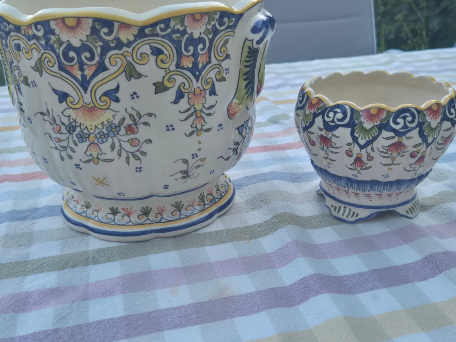 set van twee Franse faïence cache potten,, Ophalen of Verzenden