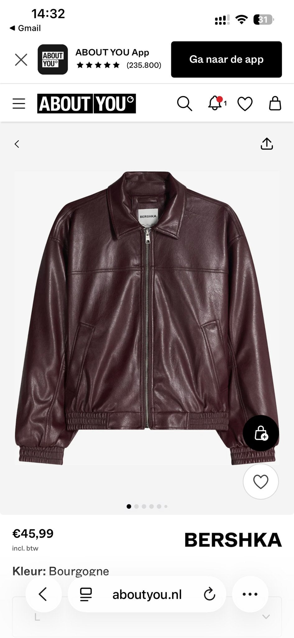 Bershka Leren Jas Maat L - Nieuw met kaartjes, Kleding | Dames, Ophalen, Nieuw, Maat 42/44 (L), Rood