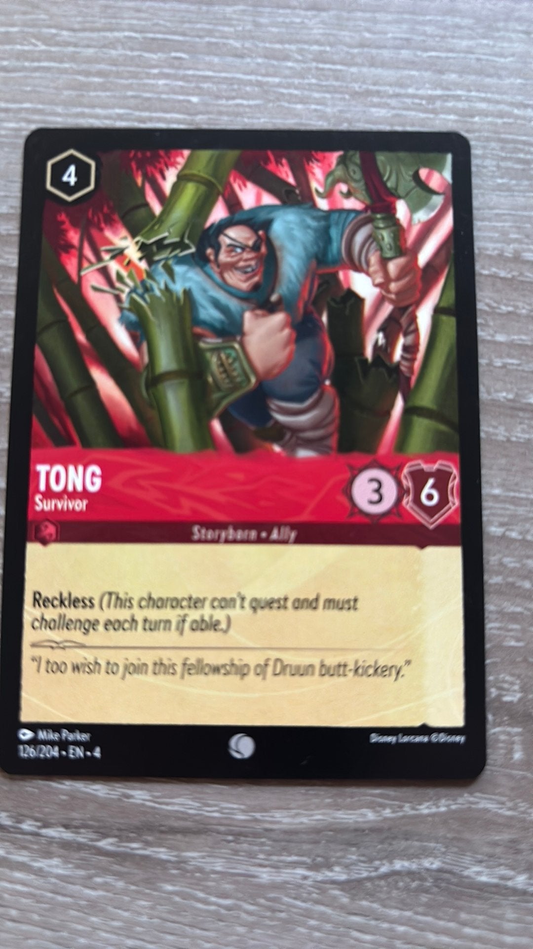 Disney Lorcana Tong survivor 126-204 4URS nonfoil, Ophalen of Verzenden, Zo goed als nieuw
