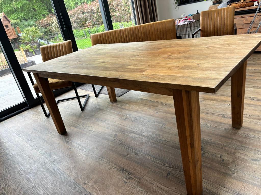 Massieve Teakhouten Eettafel - 190x100x80 cm, Huis en Inrichting, Tafels | Eettafels, Ophalen, 100 tot 150 cm, Teakhout, Zo goed als nieuw
