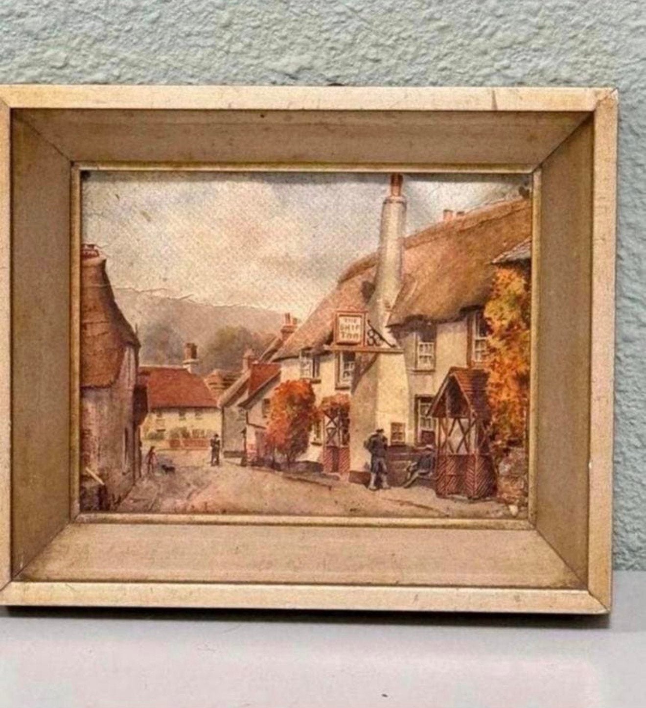 Klein schilderij of litho "The Ship Inn" Porlock, Engeland, Antiek en Kunst, Ophalen of Verzenden