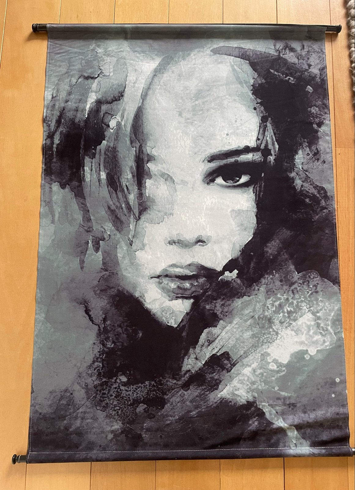 Wandkleed met gezicht - 93,5 x 137 cm, Ophalen, Meerkleurig, Zo goed als nieuw, Met ophangsysteem