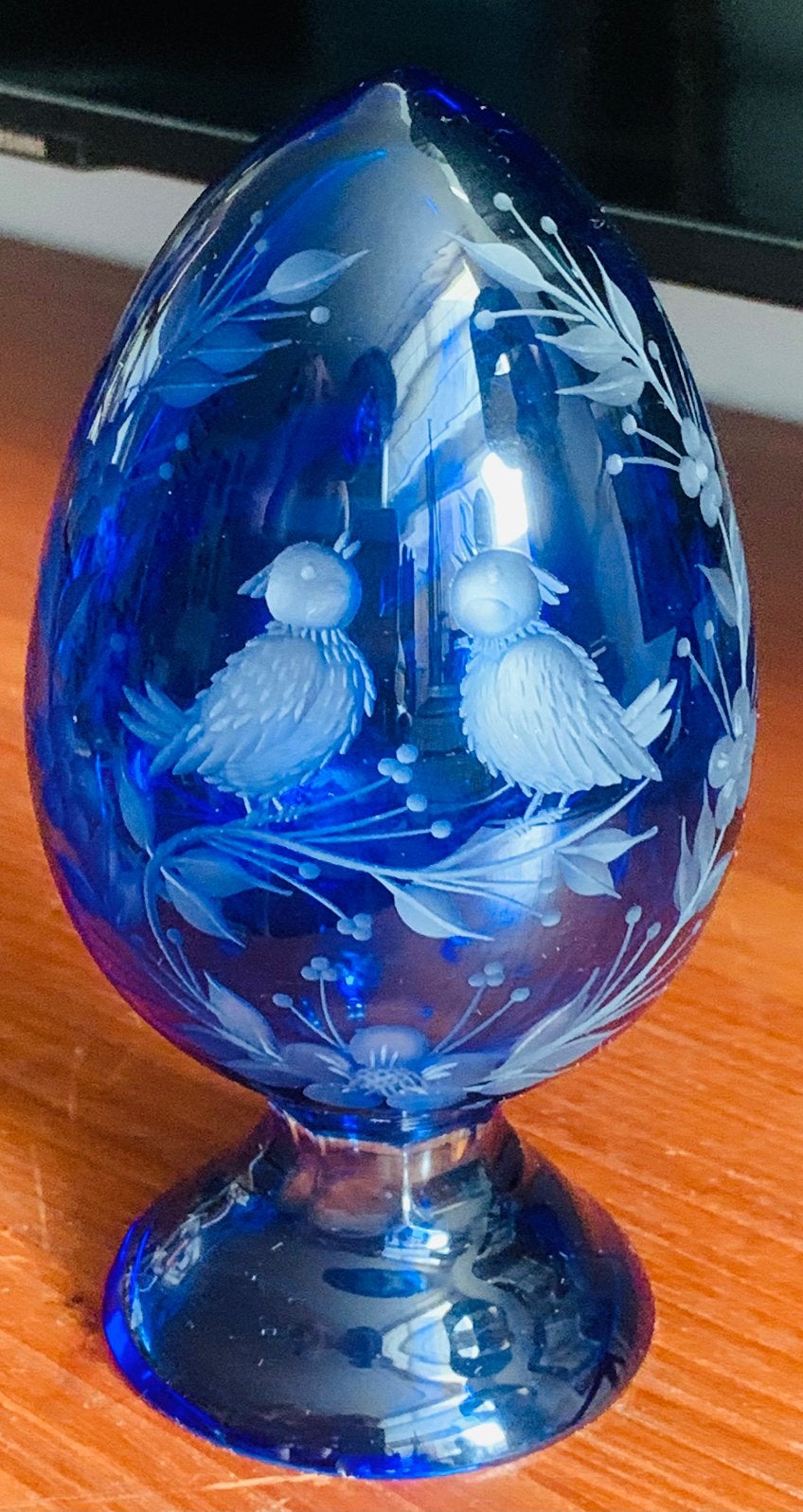 Late 20th Century Faberge Russian Style  Blue Glass Egg, Antiek en Kunst, Antiek | Glas en Kristal, Ophalen of Verzenden
