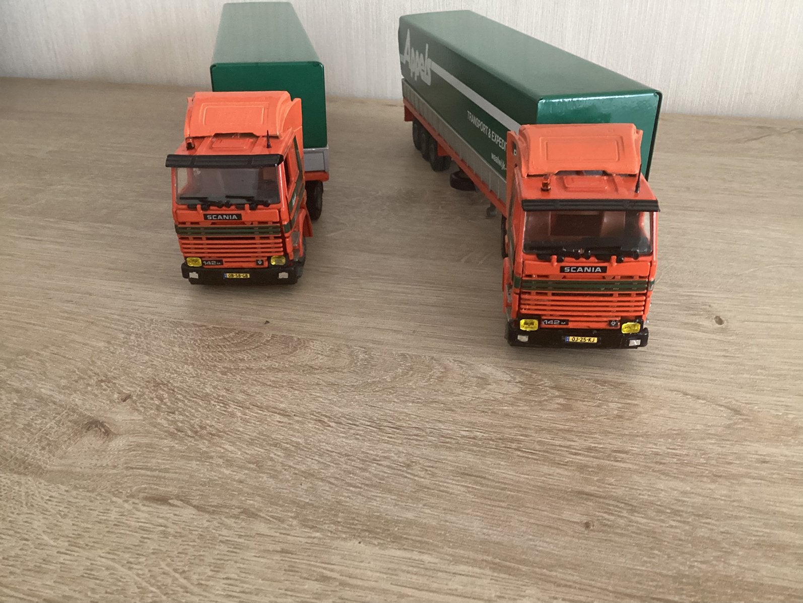 APPELS WAALWIJK 2 Scania 142M kantcab Stuuras Oplegger Tekno, Ophalen of Verzenden, Bus of Vrachtwagen, Tekno